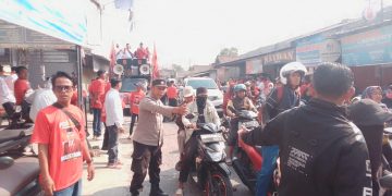 Polsek Sukatani Amankan Kampanye Calon Kades Suka Rukun Nomor Urut 3