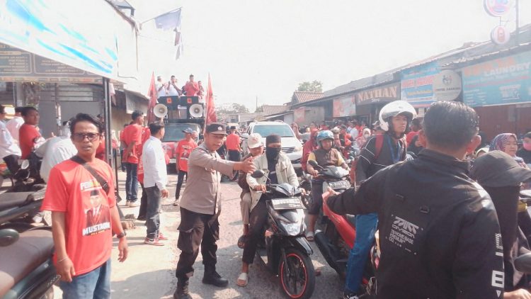 Polsek Sukatani Amankan Kampanye Calon Kades Suka Rukun Nomor Urut 3