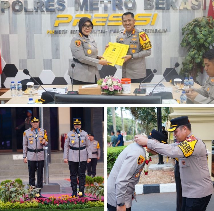 Farewell & Welcome Parade Kapolres Metro Bekasi, Kombes Pol Sumarni Estafetkan Tongkat Kepemimpinan kepada Kombes Pol Andi Oddang Riuh Hutomo