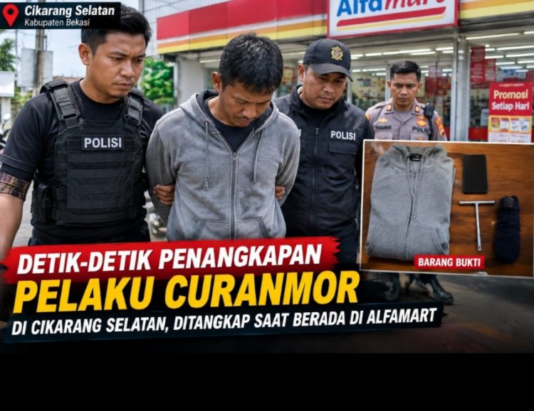 Detik-Detik Penangkapan Pelaku Curanmor di Cikarang Selatan, Ditangkap Saat Berada di Alfamart