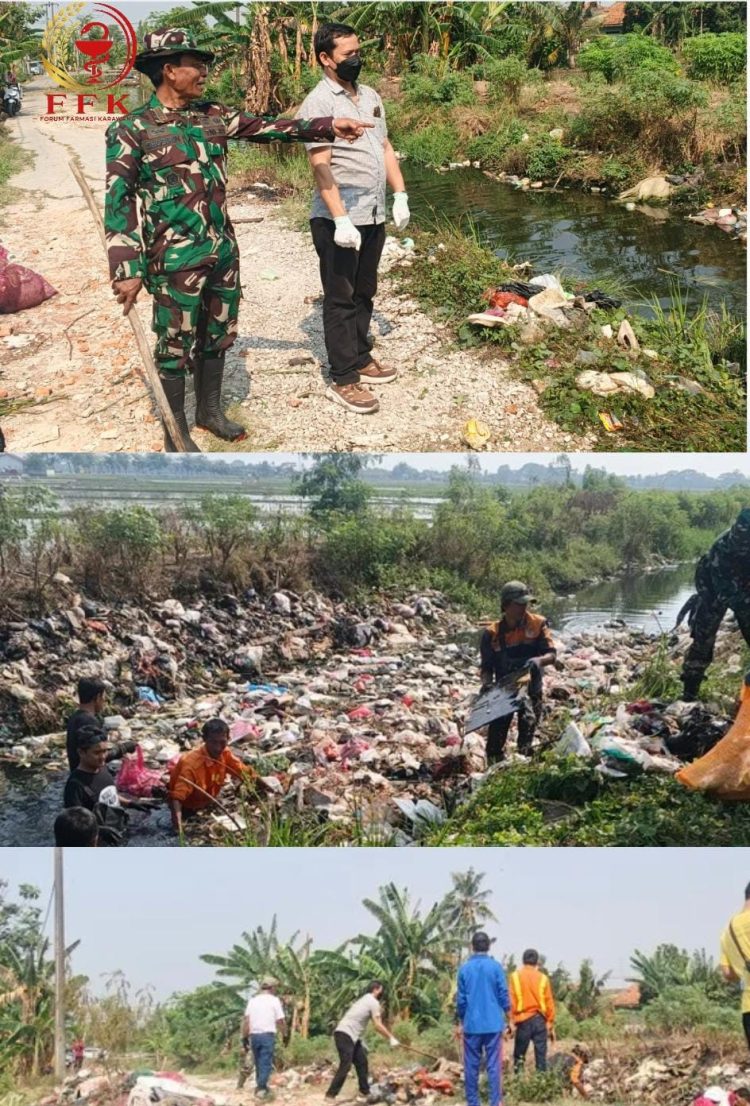 GERAKAN IRIGASI BERSIH DI DESA KARANGANYAR DAN KARANGBAHAGIA, FORUM FARMASI KARAWANG KOLABORASI DENGAN WCD KABUPATEN BEKASI